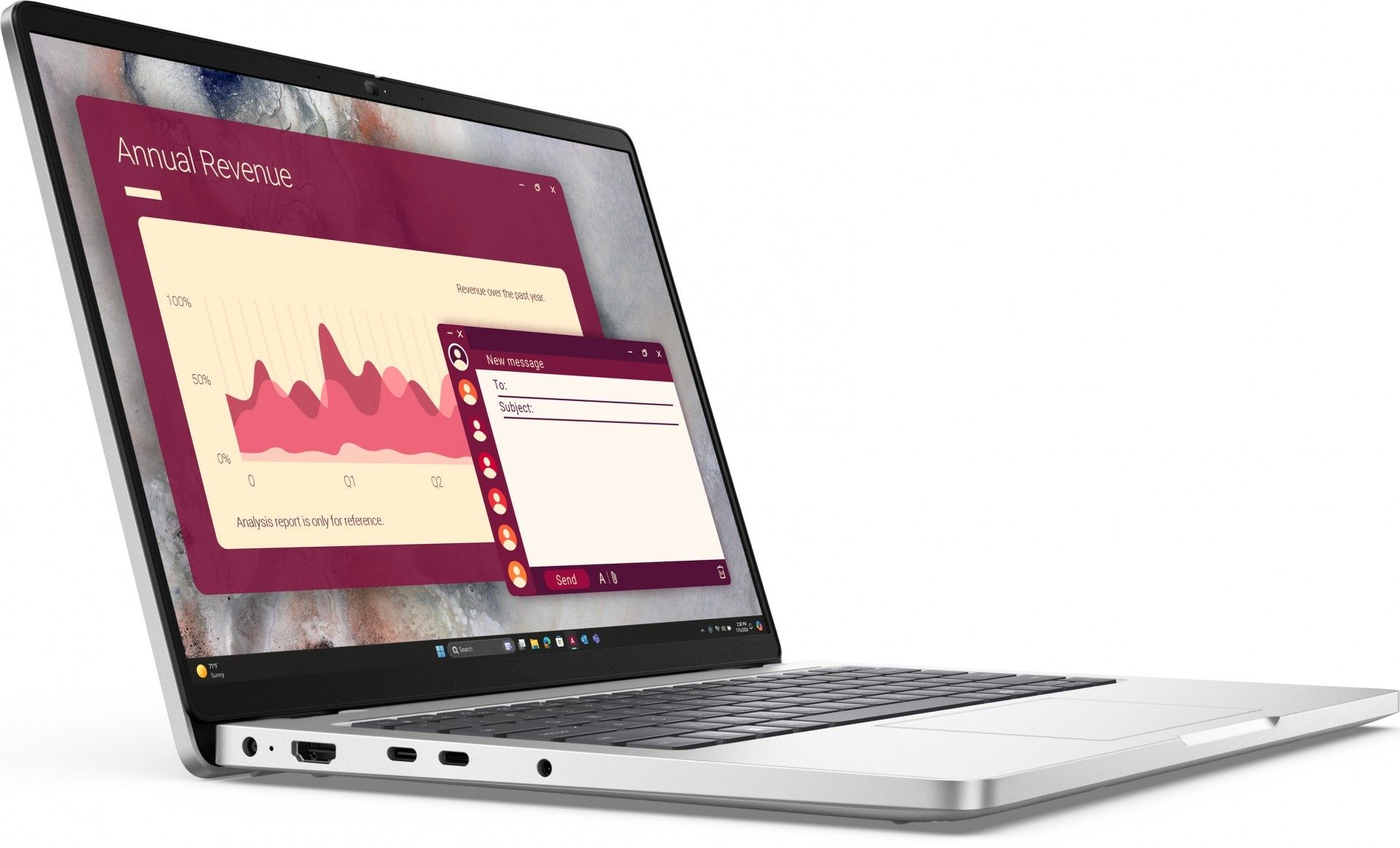 Laptop Dell PC14250 PC14250, 14 inch 1920 x 1200, Intel Core Ultra 7 255U (12 C / 14 T, N/A - 5.2 GHz, 12 MB Intel Smart Cache cache, N/A), 32GB DDR5, 512 GB SSD, Intel Intel Graphics, Windows 11 Pro, Tastatura English International, Platinum Silver