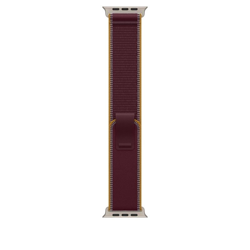 Curea pentru Apple Watch 49mm Burgundy Trail Loop - M/L - Natural Titanium Finish