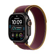 Apple Watch Ultra 4 Cellular 49mm Black Titanium Case with Burgundy Trail Loop - M/L