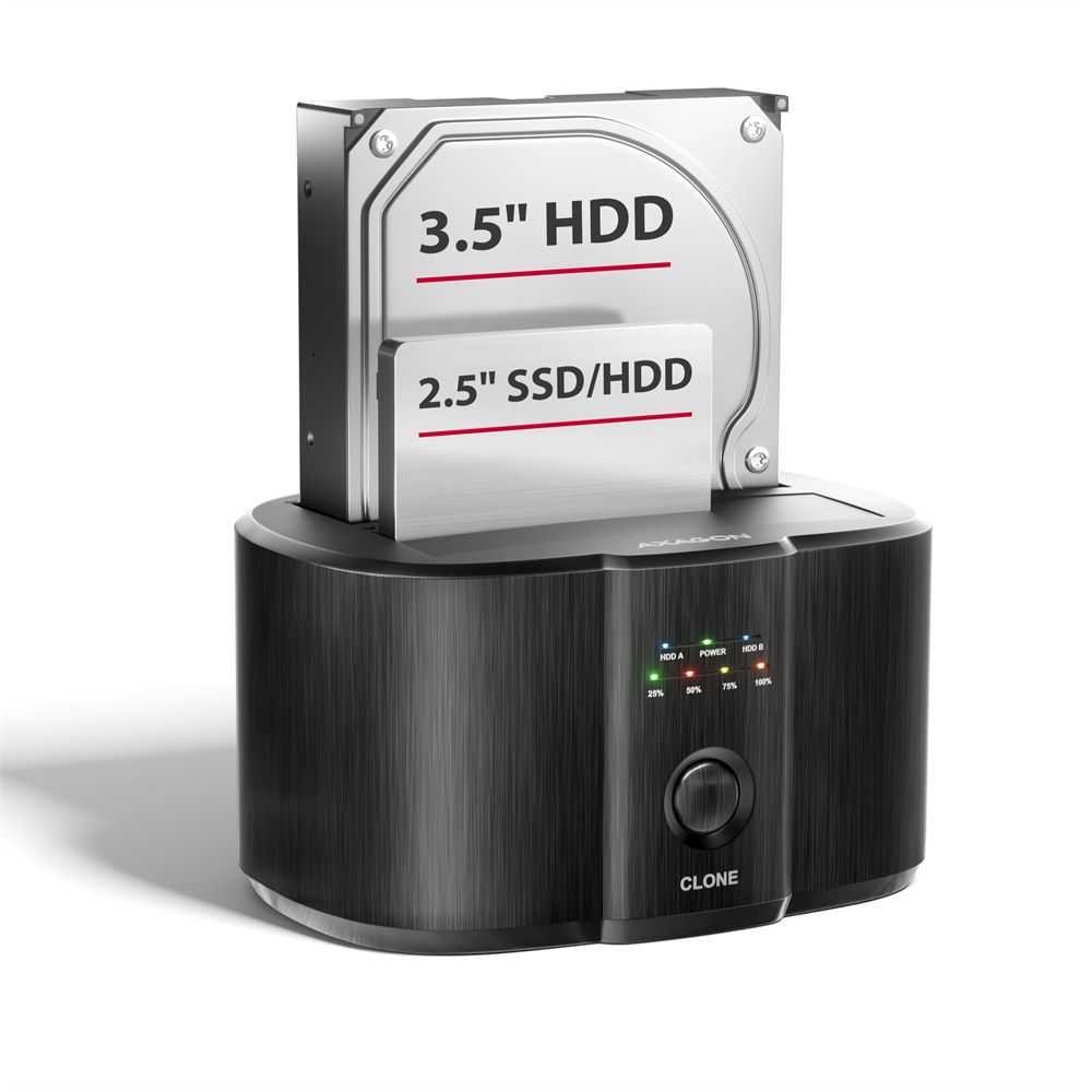 ADSA-SC CLONE MASTER, USB-C 5Gbps, 2x 2.5 /3.5  SSD/HDD, Clonare offline, Negru